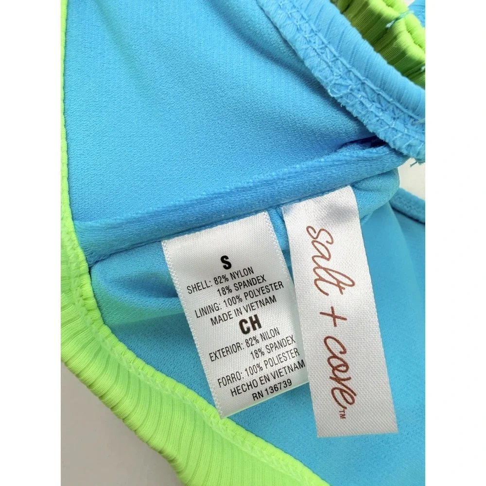 Salt + Cove Juniors Size Small V-Wire Ribbed Bralette Bikini Top in Blue 1523